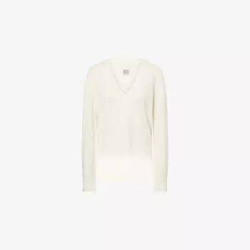 Джемпер Toteme из кашемира с V-образным вырезом свободного кроя, экрю