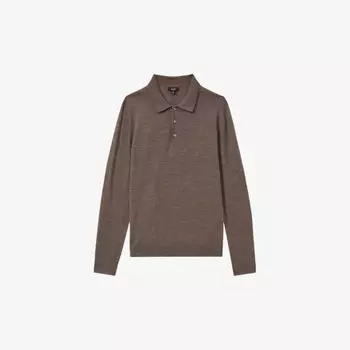 Джемпер Trafford из шерсти облегающего кроя с пуговицами на горловине Reiss, коричневый