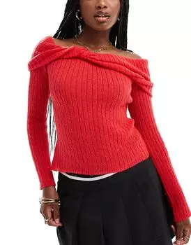 Джемпер трикотажный Bardot Twist красного цвета In The Style