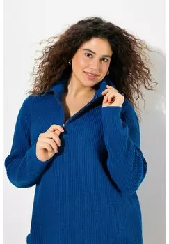 Джемпер TROYER COLLAR Ulla Popken, синий деним