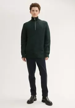 Джемпер TROYER MIT STRUKTUR TOM TAILOR DENIM, темно-зеленый