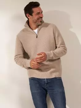 Джемпер Truly Windsor с молнией 3/4 из смесового кашемира, овсяный