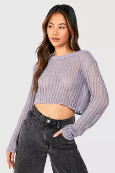 Джемпер укороченный Boohoo, denim