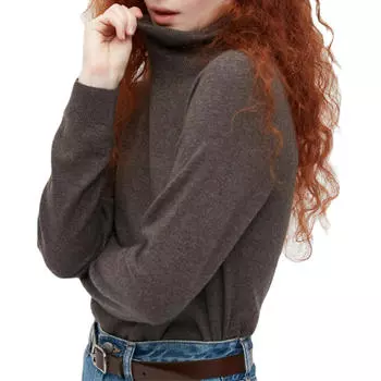 Джемпер Uniqlo Cashmere 3D Knit Seamless Turtleneck, коричневый