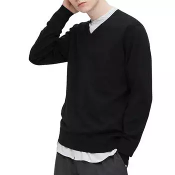 Джемпер Uniqlo Extra Fine Merino с v-образным вырезом, черный