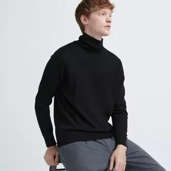 Джемпер Uniqlo Extra Fine Merino мужской, черный
