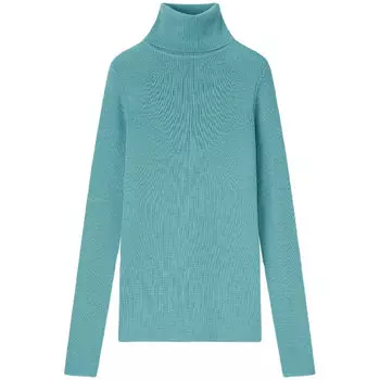Джемпер Uniqlo Extra Fine Merino Ribbed Turtleneck, бирюзовый