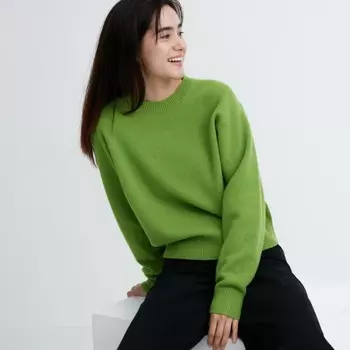 Джемпер Uniqlo Heattech Premium Lambswool, зеленый