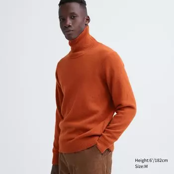 Джемпер Uniqlo мужской из шерсти ягненка, оранжевый