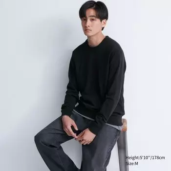 Джемпер Uniqlo мужской с круглым вырезом, черный