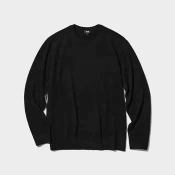 Джемпер Uniqlo мужской с круглым вырезом кашемировый, черный