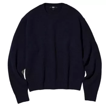 Джемпер Uniqlo Premium Lambswool Crew Neck, темно-синий