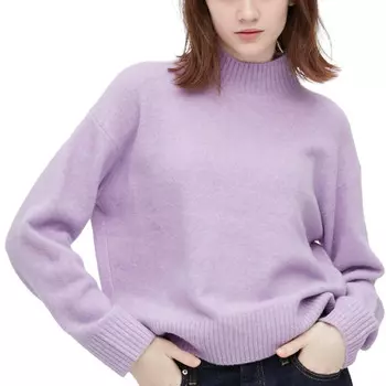 Джемпер Uniqlo Souffle Mock Neck, фиолетовый (Размер L)