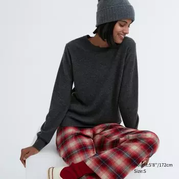 Джемпер Uniqlo женский из кашемира с круглым вырезом, темно-серый