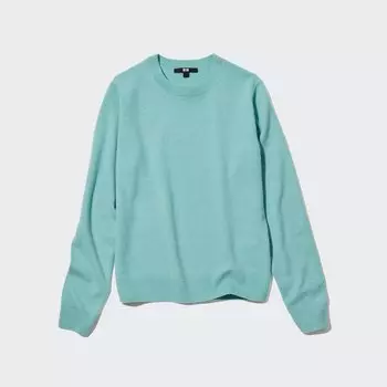 Джемпер Uniqlo женский из кашемира с круглым вырезом мягкий, зеленый