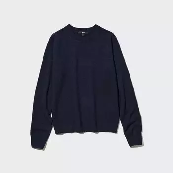 Джемпер Uniqlo женский из кашемира с круглым вырезом, темно-синий