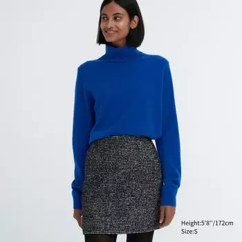Кашемировый джемпер с высоким воротом Uniqlo, ярко-синий