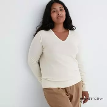 Джемпер Uniqlo женский мягкий из шерсти мериноса, молочный