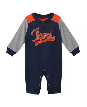 Джемпер унисекс для новорожденных темно-синего и серо-бежевого цвета Detroit Tigers Scrimmage с длинными рукавами Outerstuff, синий