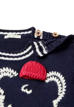 Джемпер UNISEX WITH EMBROIDERY AND APPLIQUE United Colors of Benetton, синий