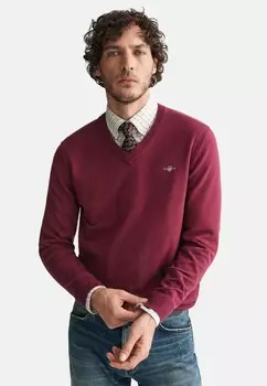 Джемпер V-NECK GANT, темно-красный