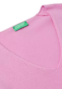 Джемпер V NECK WITH FINISHES REGULAR FIT United Colors of Benetton, розовый