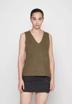 Джемпер VIRIL V NECK VEST VILA, коричневый/меланж