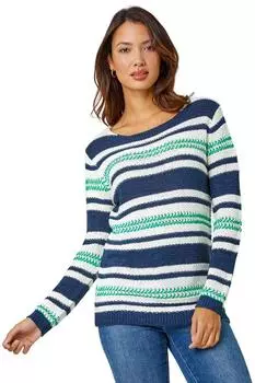 Джемпер в фактурную полоску Roman, синий