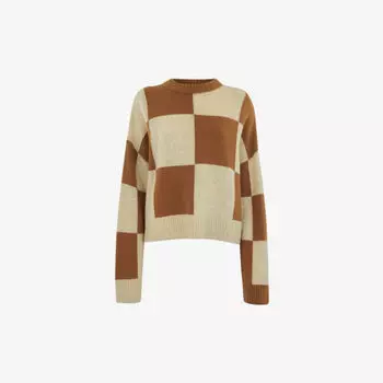 Джемпер в клетку из смесовой шерсти Whistles, бежевый