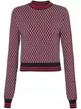 Джемпер в клетку с монограммой BALMAIN, красный
