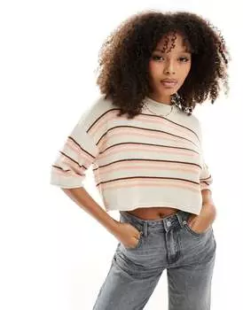 Джемпер в нейтральную полоску с короткими рукавами ASOS DESIGN