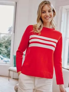 Джемпер в полоску Cali с круглым вырезом Aspiga, красный/кремовый