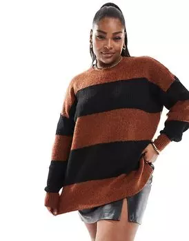 Джемпер в полоску цвета ржавчины и черного цвета Yours