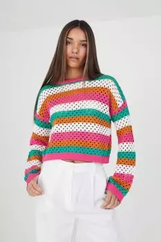 Джемпер в полоску из хлопковой сетки 'Hopper' Brave Soul, мультиколор