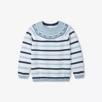 Джемпер в полоску с мотивом парусника из органического хлопка 2–6 лет The Little White Company, мультиколор