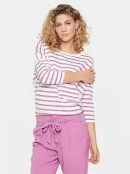 Джемпер в полоску с рукавами 3/4 Mika Saint Tropez, белый/розовый