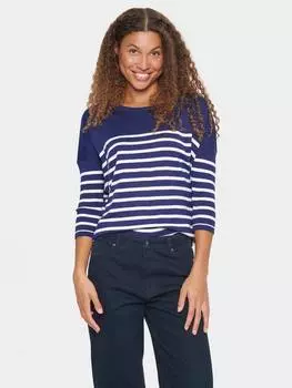 Джемпер в полоску с рукавом три четверти от mila Saint Tropez, синий/белый