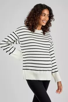 Джемпер в полоску с застежкой на пуговицы по бокам для беременных и кормящих мам Jojo Maman Bb, бежевый