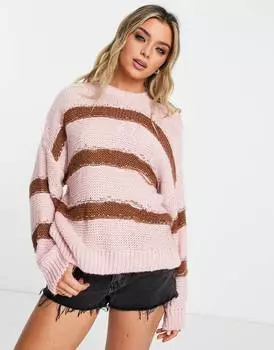 Джемпер в розовую полоску с эффектом потертости ASOS DESIGN