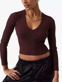 Джемпер в рубчик French Connection Olina, шоколадный