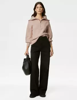 Джемпер в рубчик из хлопка и шерсти Per Una