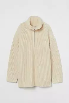 Джемпер в рубчик из смесового кашемира H&amp;M, сливочный
