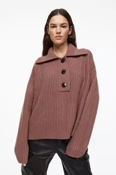 Джемпер в рубчик из смесовой шерсти H&amp;M, ржаво-коричневый
