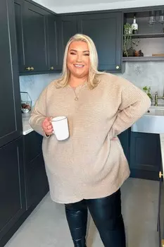 Джемпер в рубчик Jess Millichamp In The Style, бежевый