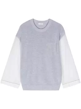 Джемпер в рубчик с бисером Peserico, серый