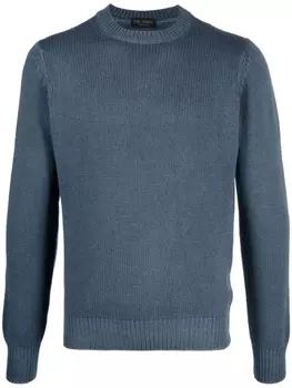 Джемпер в рубчик с круглым вырезом Dell'oglio, синий