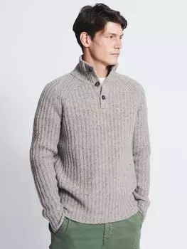Джемпер в рубчик с пуговицами и воротником Farnham Fisherman Aubin, серый