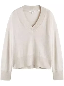 Джемпер в рубчик с V-образным вырезом Chinti & Parker, бежевый