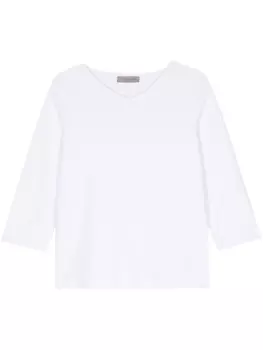 Джемпер в рубчик с V-образным вырезом D.Exterior, белый