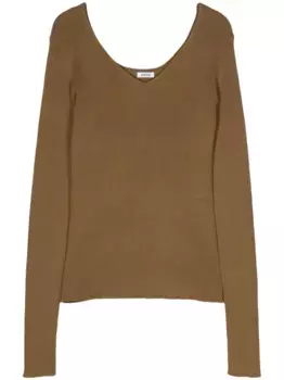 Джемпер в рубчик с V-образным вырезом ASPESI, зеленый